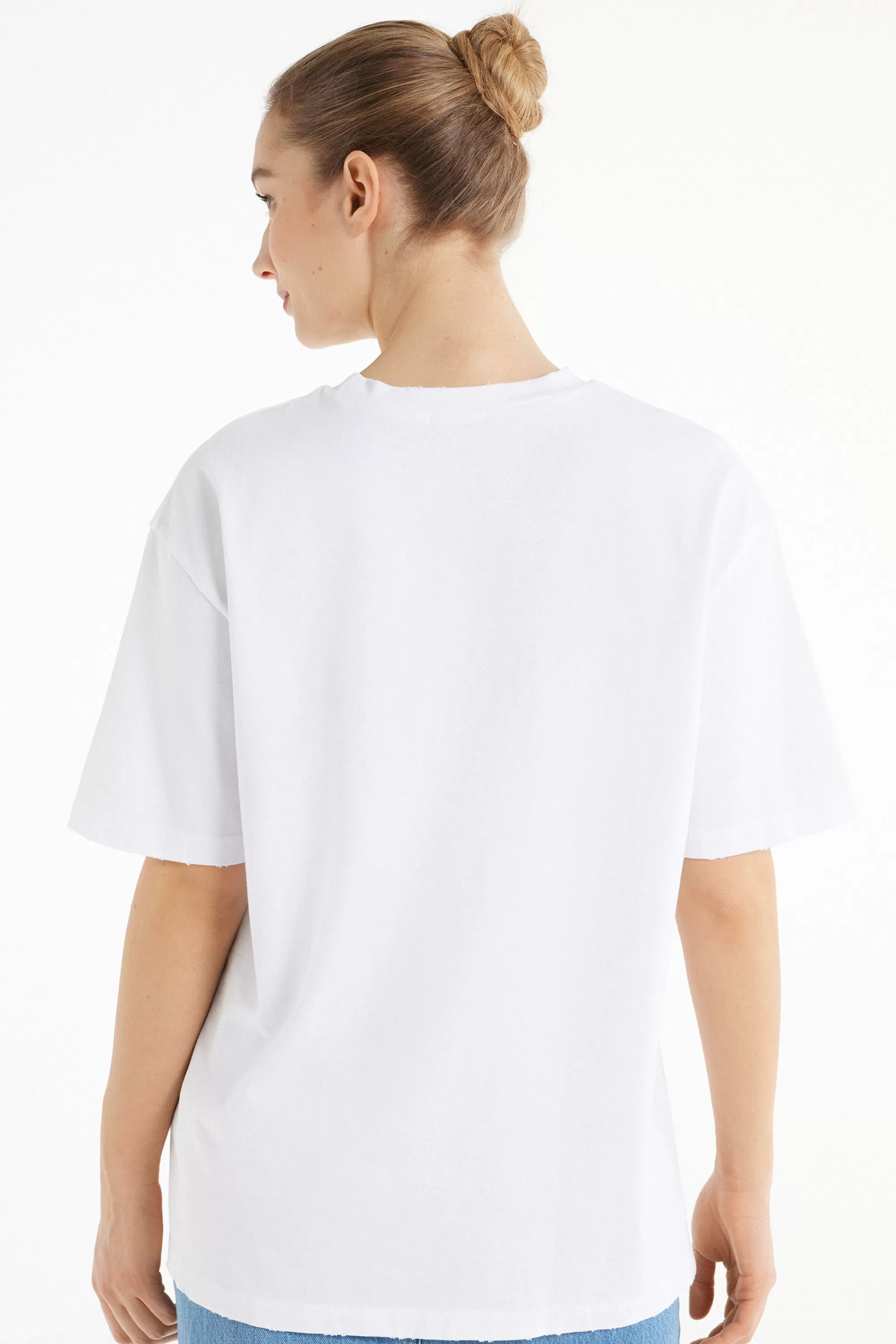 Online T-Shirt In Cotone A Girocollo Con Strappi - Magliette Maniche Corte - Donna | Magliette maniche corte
