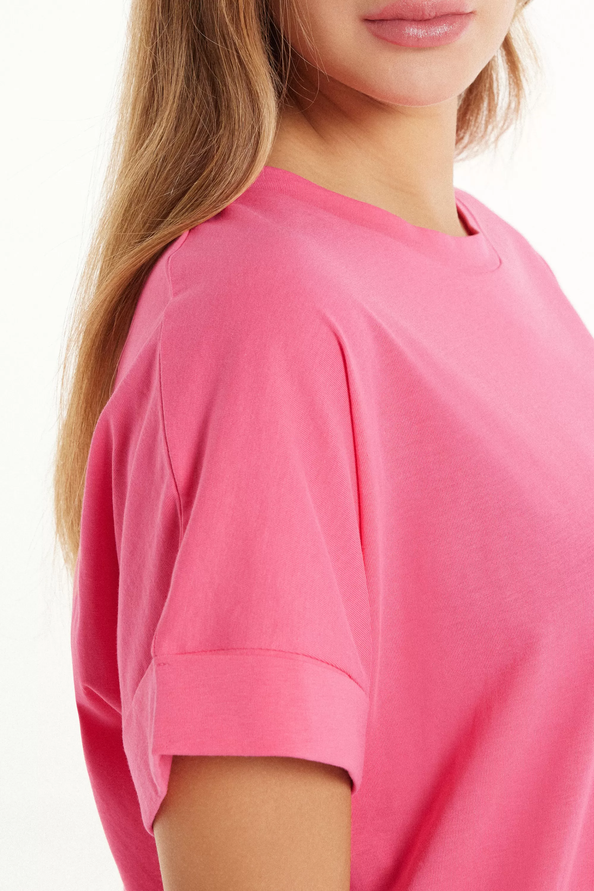 Discount T-Shirt In Cotone Con Risvolto Kimono - Magliette Maniche Corte - Donna | Magliette maniche corte