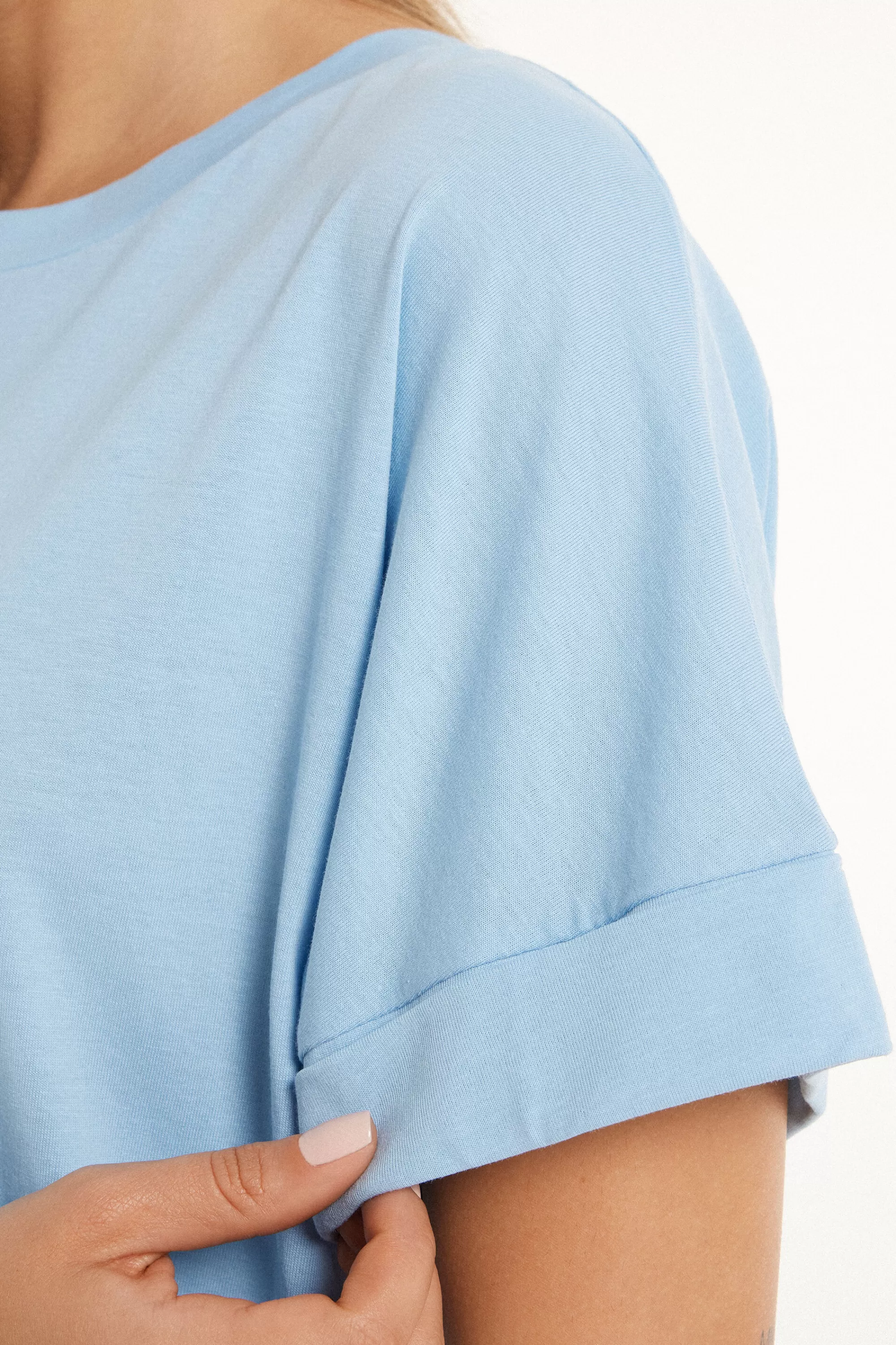 Best Sale T-Shirt In Cotone Con Risvolto Kimono - Magliette Maniche Corte - Donna | Magliette maniche corte