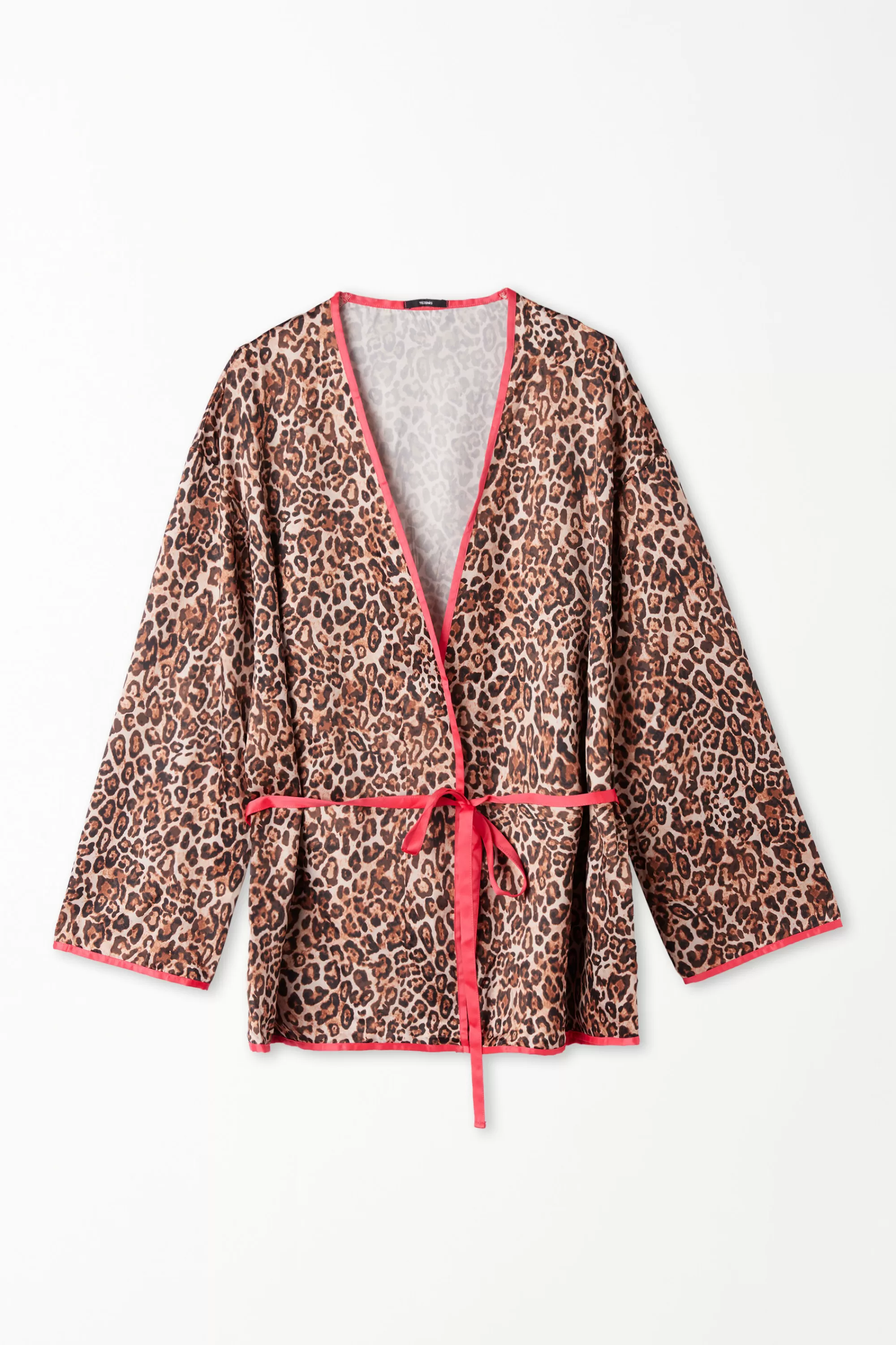 Shop Vestaglia Corta Manica Lunga Con Fusciacca Strawberry Leopard - Camicie Da Notte E Vestaglie - Donna | Camicie da notte e Vestaglie